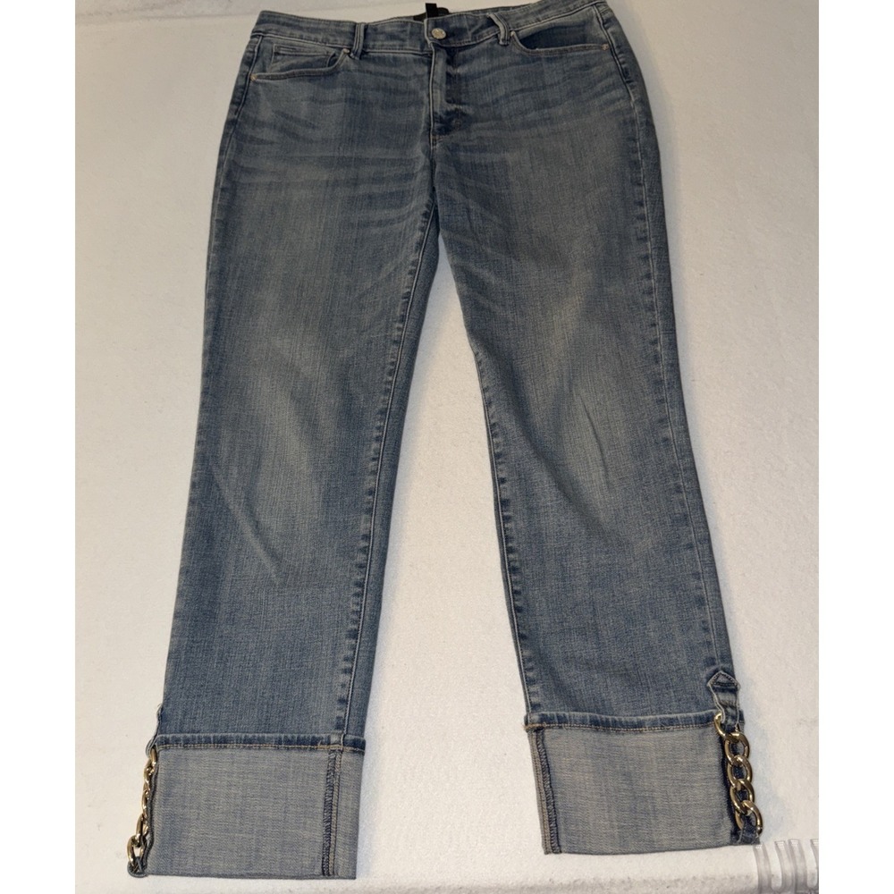 White House Black Market mid rise,slim ankle/ size 12 with Chain Cuff Leg